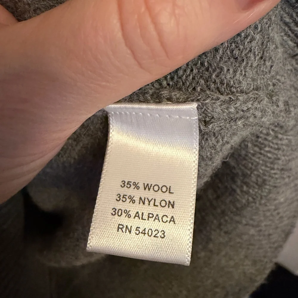 Banana Republic Gray Snap Button Quarter Alpaca Wool Blend Sweater Medium